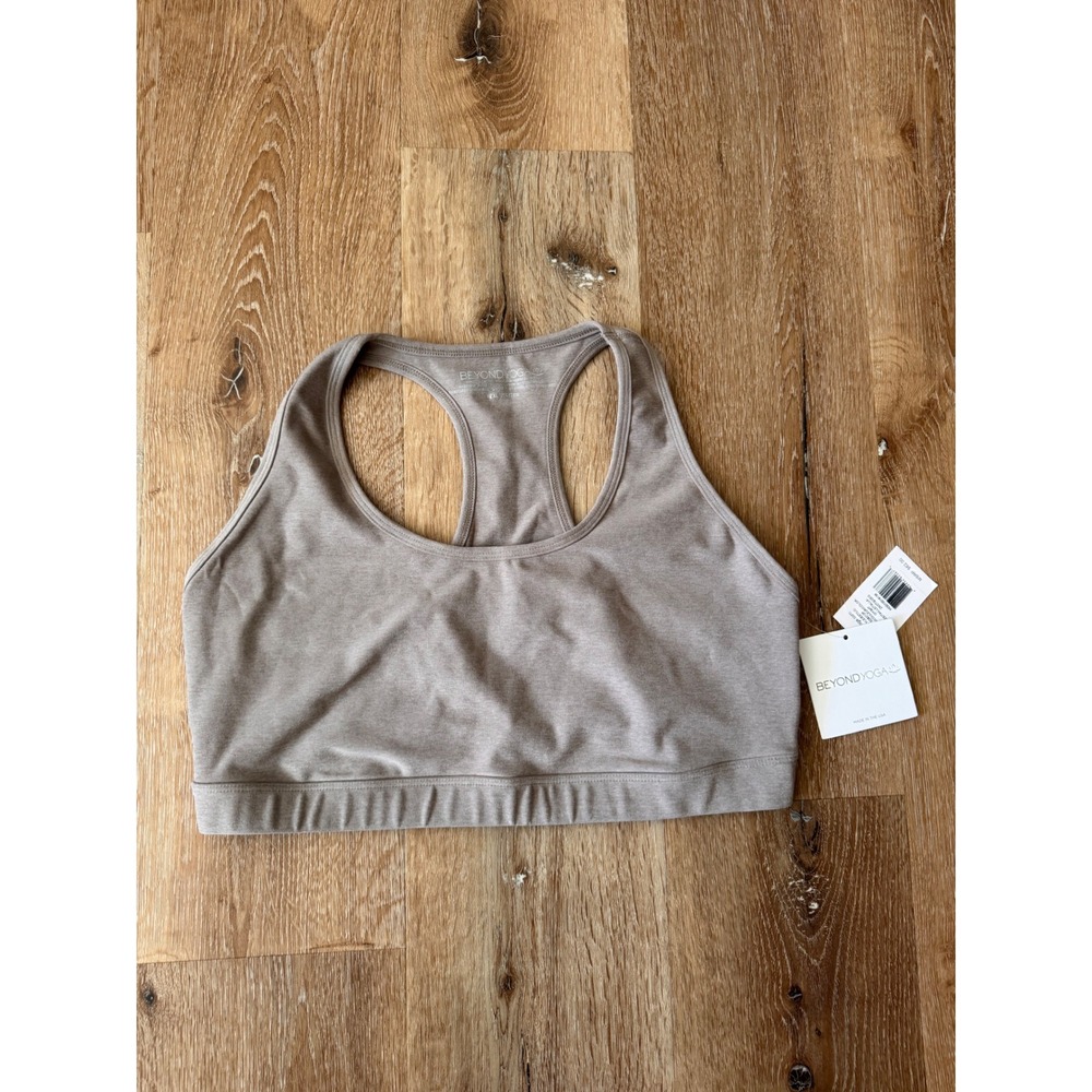 Beyond Yoga NWT Light Brown Heathered Racerback Sports Bra 2XL